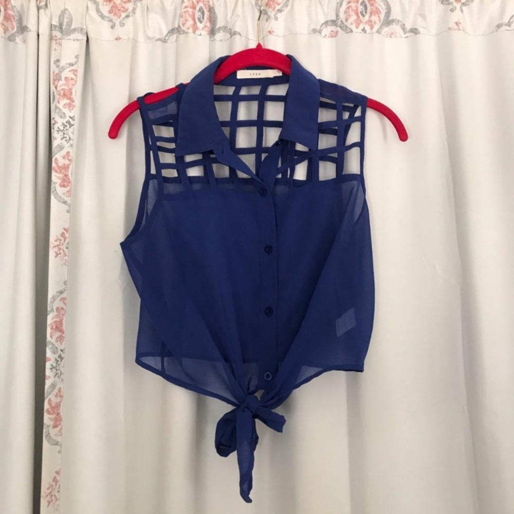 Lush Small Royal Blue Crop Tie Top